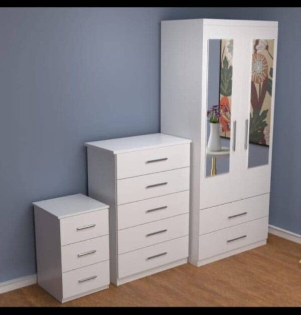 White 2 Door Wardrobe Set With 2 Mirrors