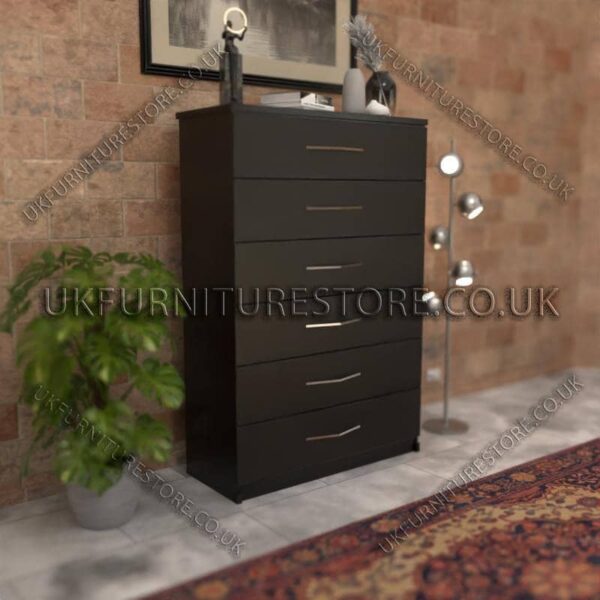 Black 6 Drawer Chest Drawer