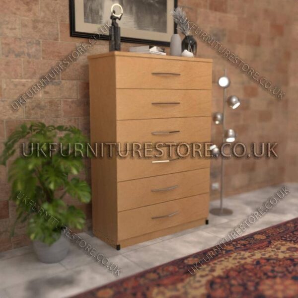 Beech 6 Drawer Chest Drawer