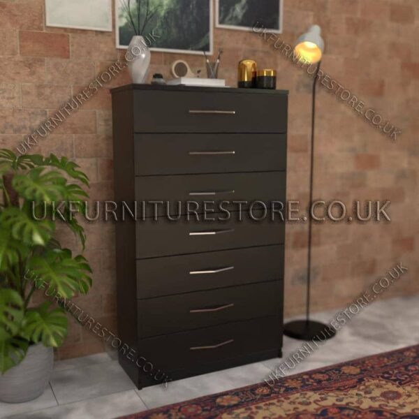 Black 7 Drawer Chest Drawer