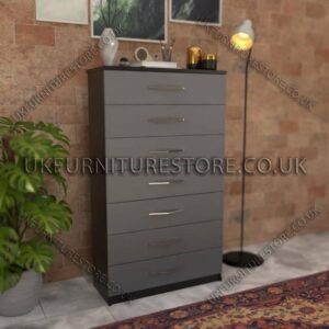 Front Gray Side Black 7 Drawer Chest Drawer