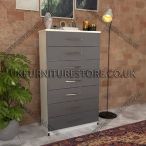 Front Gray Side White 7 Drawer Chest Drawer