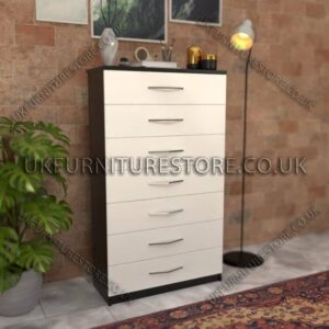 Front White Side Black 7 Drawer Chest Drawer
