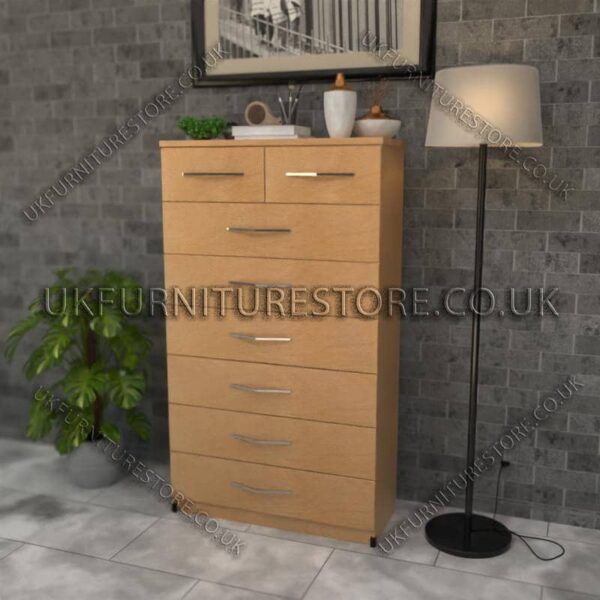 Beech 6+2 Drawer Chest Drawer