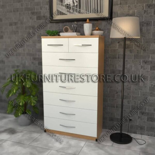 WHATSAPP IMAGE 2024-07-25 AT 8.01.52 PM Front White Side Oak 6+2 Drawer Chest Drawer