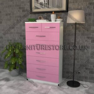 Front Pink Side White 6+2 Drawers Chest Drawers