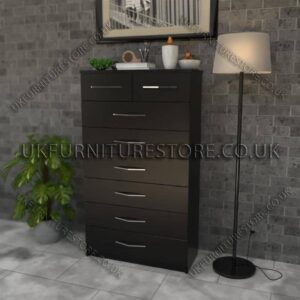 Black 6+2 Drawers Chest Drawers