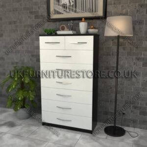 Front White Side Black 6+2 Drawers Chest Drawers