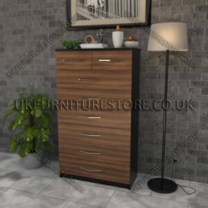 Front Walnut Side Black 6+2 Drawers Chest Drawers