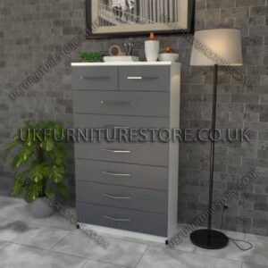 Front Gray Side White 6+2 Drawers Chest Drawers