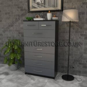 Front Gray Side Black 6+2 Drawers Chest Drawers