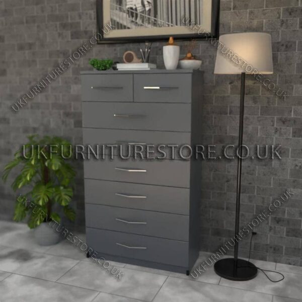 Gray 6+2 Drawers Chest Drawers