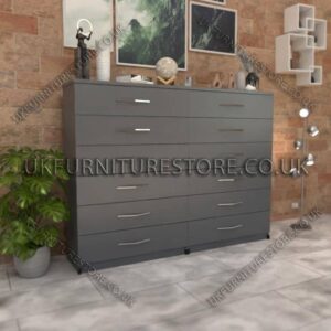 Gray 6+6 Double Slim Drawer Chest Drawer