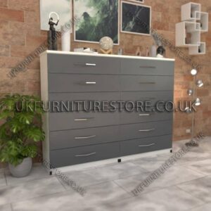 Front Gray Side White 6+6 Double Slim Drawer Chest Drawer