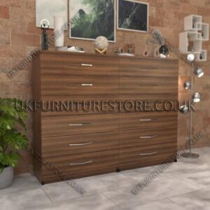 Walnut 6+6 Double Slim Drawer Chest Drawer