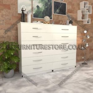 White 6+6 Double Slim Drawer Chest Drawer