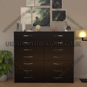 Black 7+7 Double Slim Drawer Chest Drawer