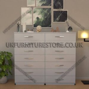 Silver 7+7 Double Slim Drawer Chest Drawer