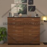 Front Walnut Side Black 7+7 Double Slim Drawer Chest Drawer