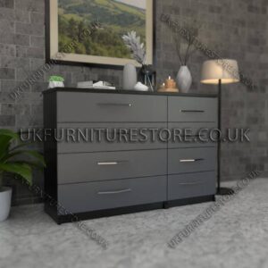 Front Silver Side Black 4+4 Double Slim Drawers Chest