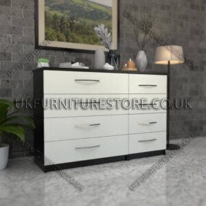 Front White Side Black 4+4 Double Slim Drawers Chest