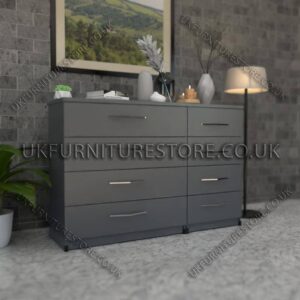 Gray 4+4 Double Slim Drawers Chest