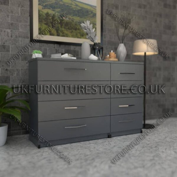 Gray 4+4 Double Slim Drawers Chest