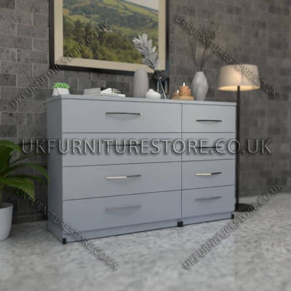 Silver 4+4 Double Slim Drawers Chest