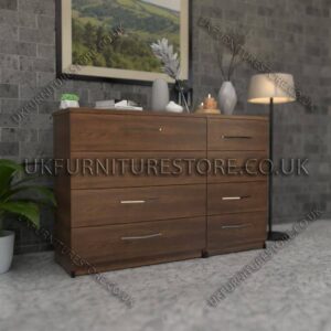 Walnut 4+4 Double Slim Drawers Chest