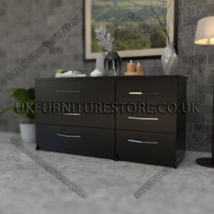 Black 3+3 Double Slim Drawers Chest