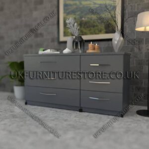 Gray 3+3 Double Slim Drawers Chest