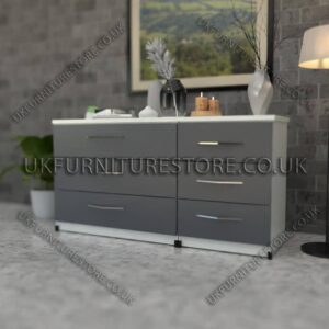 Front Gray Side White 3+3 Double Slim Drawers Chest