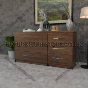 Walnut 4+4 Double Slim Drawers Chest