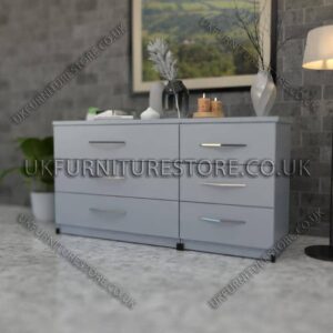 Gray 3+3 Double Slim Drawers Chest