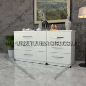 Silver 3+3 Double Slim Drawers Chest