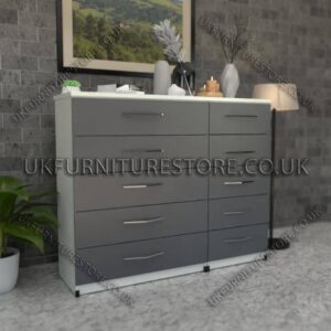 Front Gray Side White 5+5 Double Slim Drawers Chest