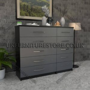 Front Gray Side Black 5+5 Double Slim Drawers Chest