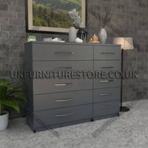 Gray 5+5 Double Slim Drawers Chest