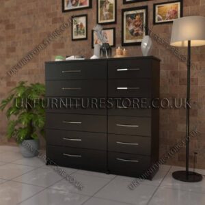 Black 6+6 Double Slim Drawers Chest
