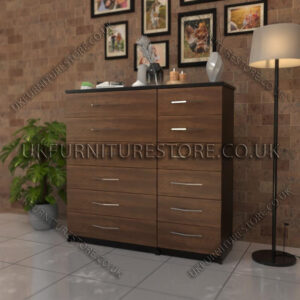 Front Walnut Side Black 6+6 Double Slim Drawers Chest