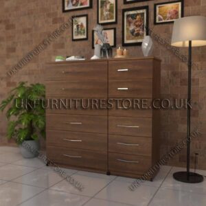 Walnut 6+6 Double Slim Drawers Chest