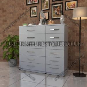 Silver 6+6 Double Slim Drawers Chest