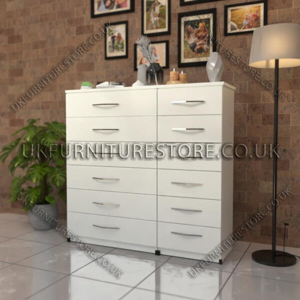 White 6+2 Drawers Chest Drawers