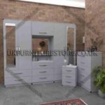 Silver 4 Door 2 Mirrored Wardrobe, Vanity, Drawers, Chest Set