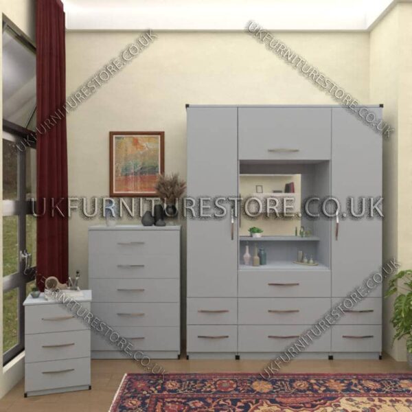 Silver 2 Door Wardrobe & Vanity Set