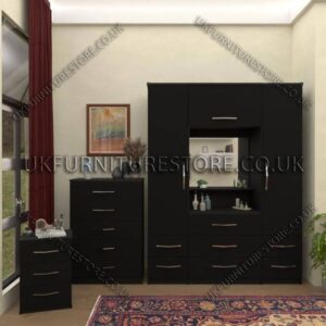 Black 2 Door Wardrobe & Vanity Set
