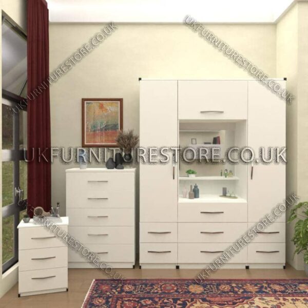 White 2 Door Wardrobe & Vanity Set