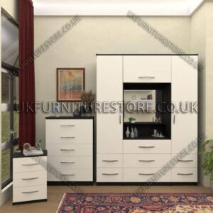 Front White Side Black 2 Door Wardrobe & Vanity Set