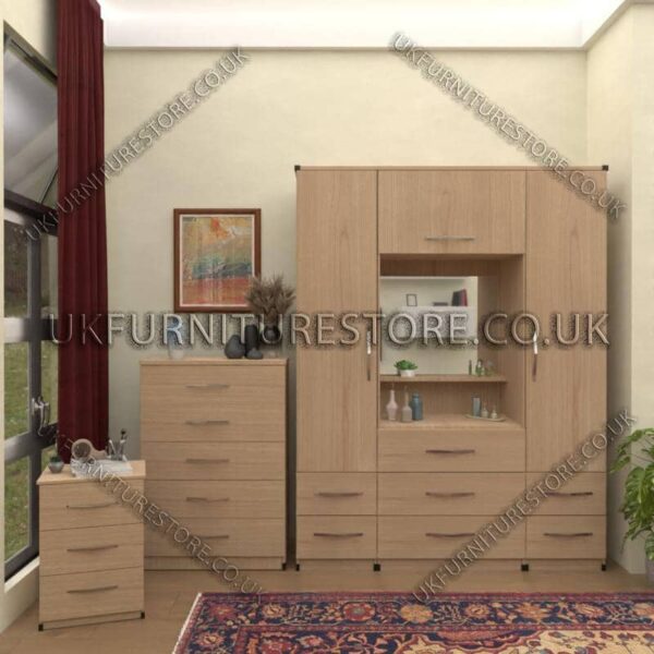 Oak 2 Door Wardrobe & Vanity Set