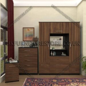 Front Walnut Side Black 2 Door Wardrobe & Vanity Set
